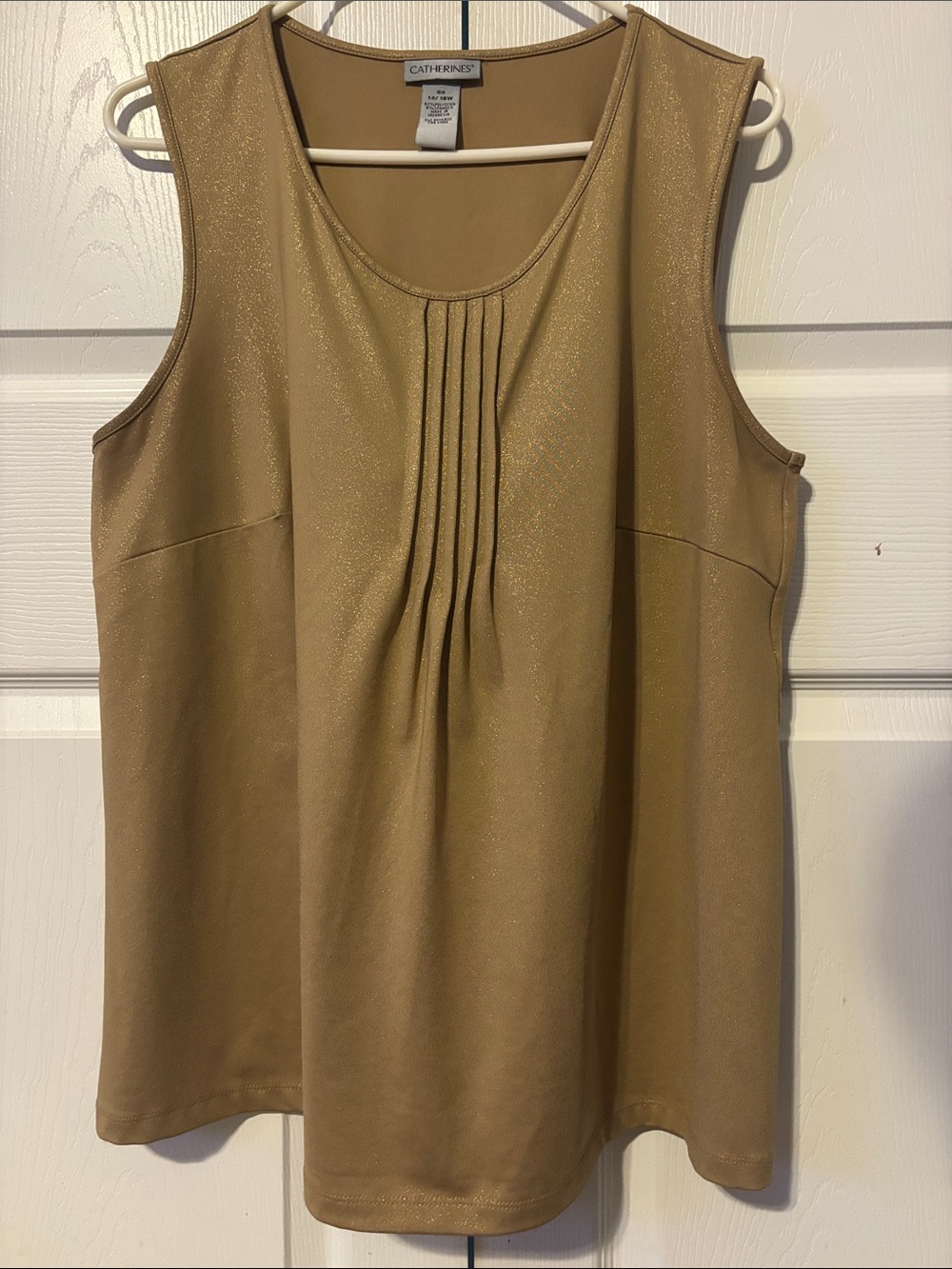 Catherines Gold Sleeveless Pintuck Camisole